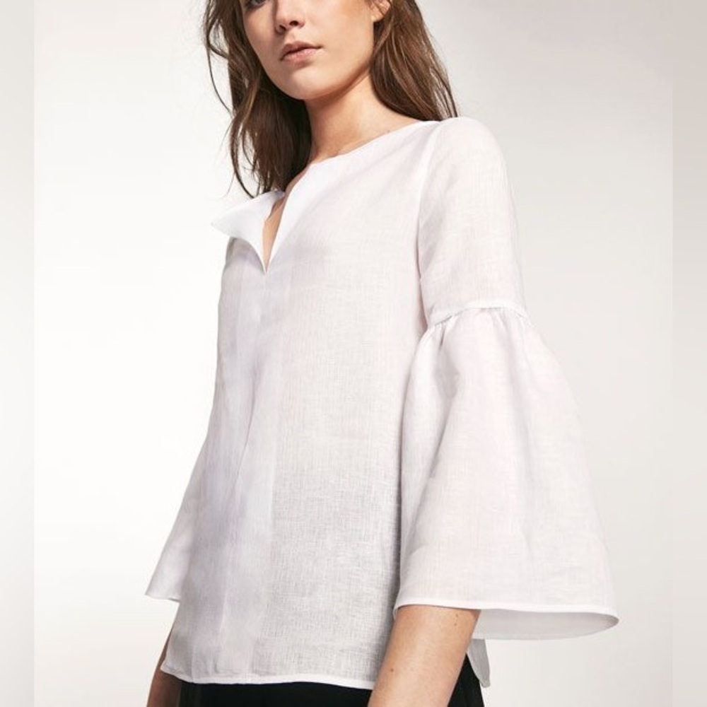 Massimo Dutti Linen Bell Sleeve Blouse